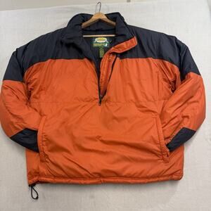 Vintage Cabela's Premium Goose Down Puffer Jacket Orange Mens L Hunting Pullover